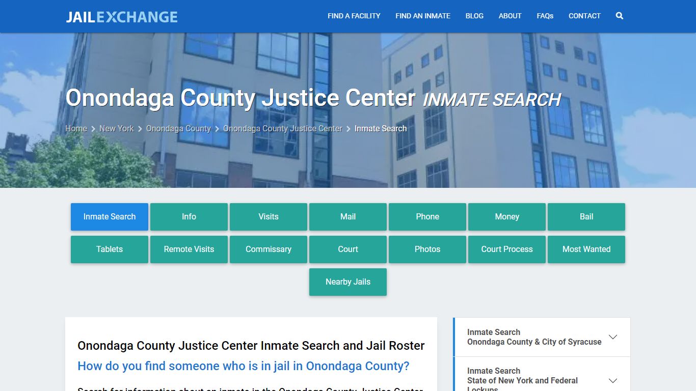Onondaga County Justice Center Inmate Search - Jail Exchange
